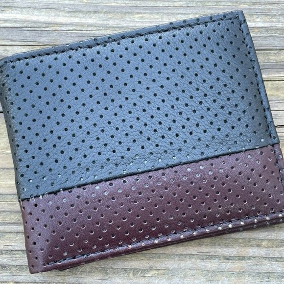 Handmade Card Holder Black/Brown Genuine Leather Bi Fold Wallet Men Purse - Picture 9 of 11